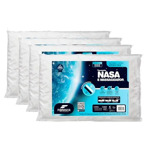 Kit 4 Ps Travesseiro Nasa Up 3 P/fronhas 50x70 Cm - Fibrasca, Branco