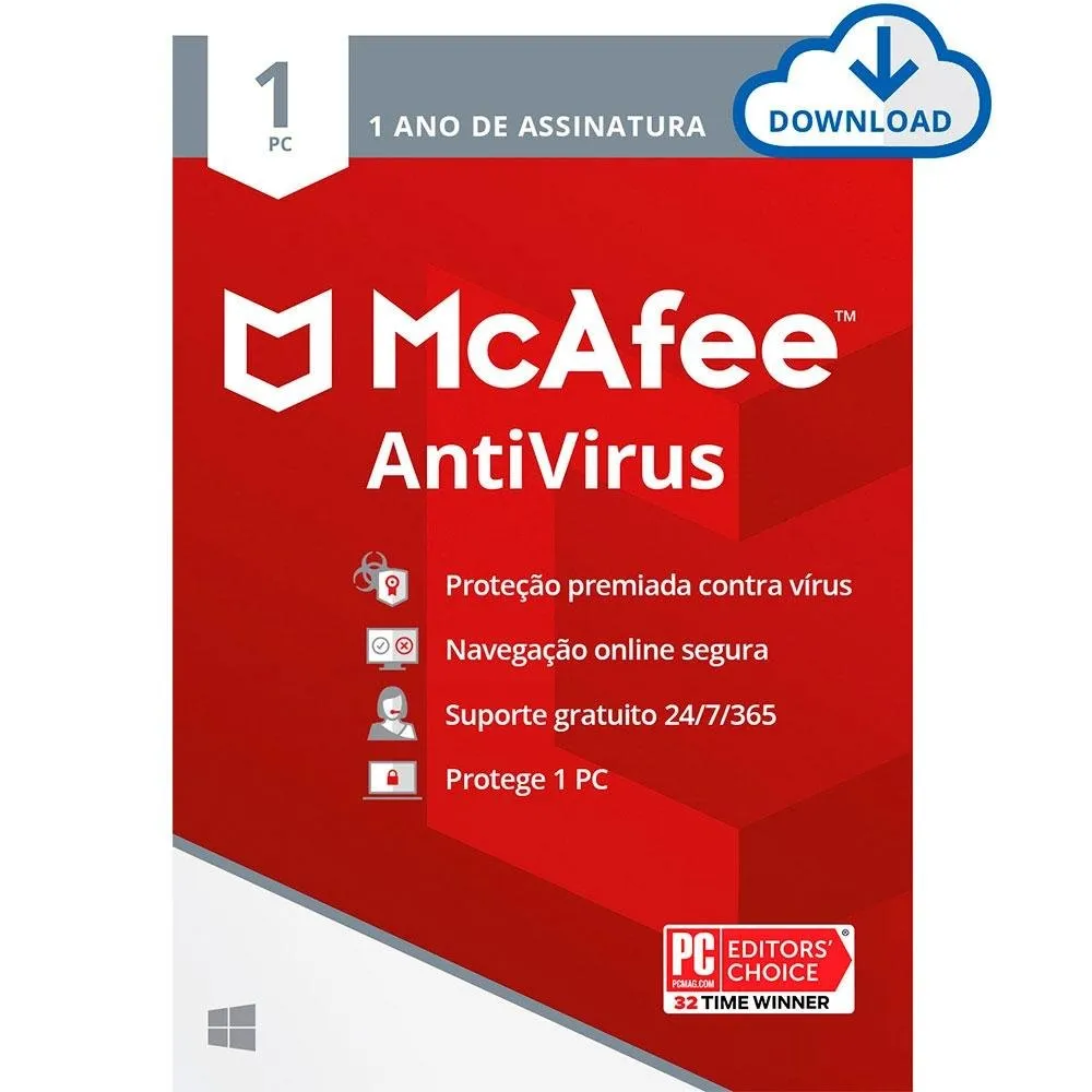 Mcafee Antivrus - Proteo Para 1 Dispositivo - 1 Ano - Digital Para Download