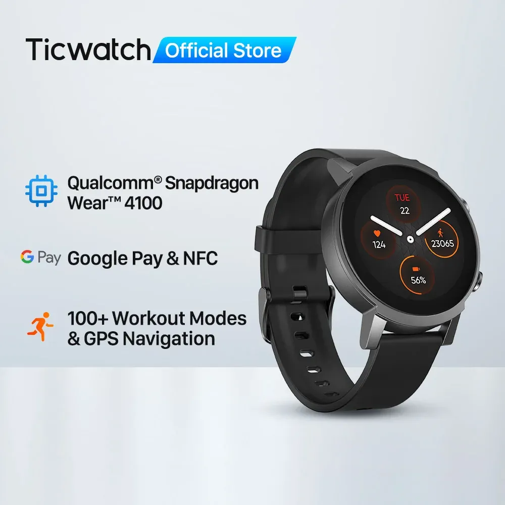 ?com Taxa?smartwatch Ticwatch E3 Com Wear Os Snapdragon 4100 8gb/1gb Ip68 Google Pay