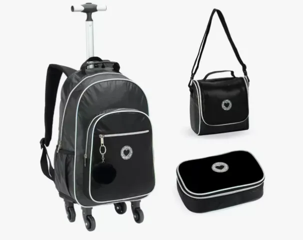 Kit Mochila 360, Lancheira E Estojo Escolar Brilhosa